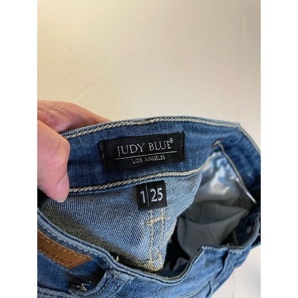 Judy Blue Jeans Womens 1/25  25x28.5 Blue Skinny Distressed Denim JB82109MD - Picture 13 of 16